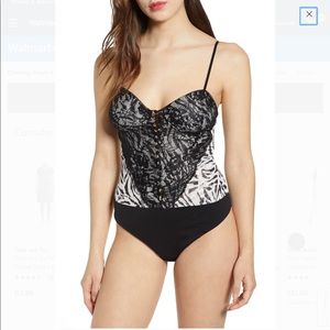 AFMR || zebra and lace bustier bodysuit size Sm